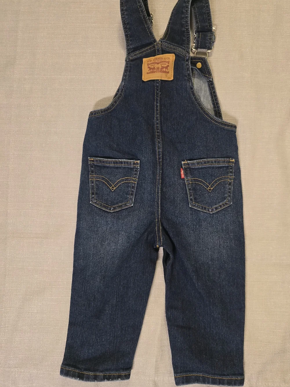 Levi's Toddler Denim Shortall Overall 18M Dark Wash Adjustable Straps
